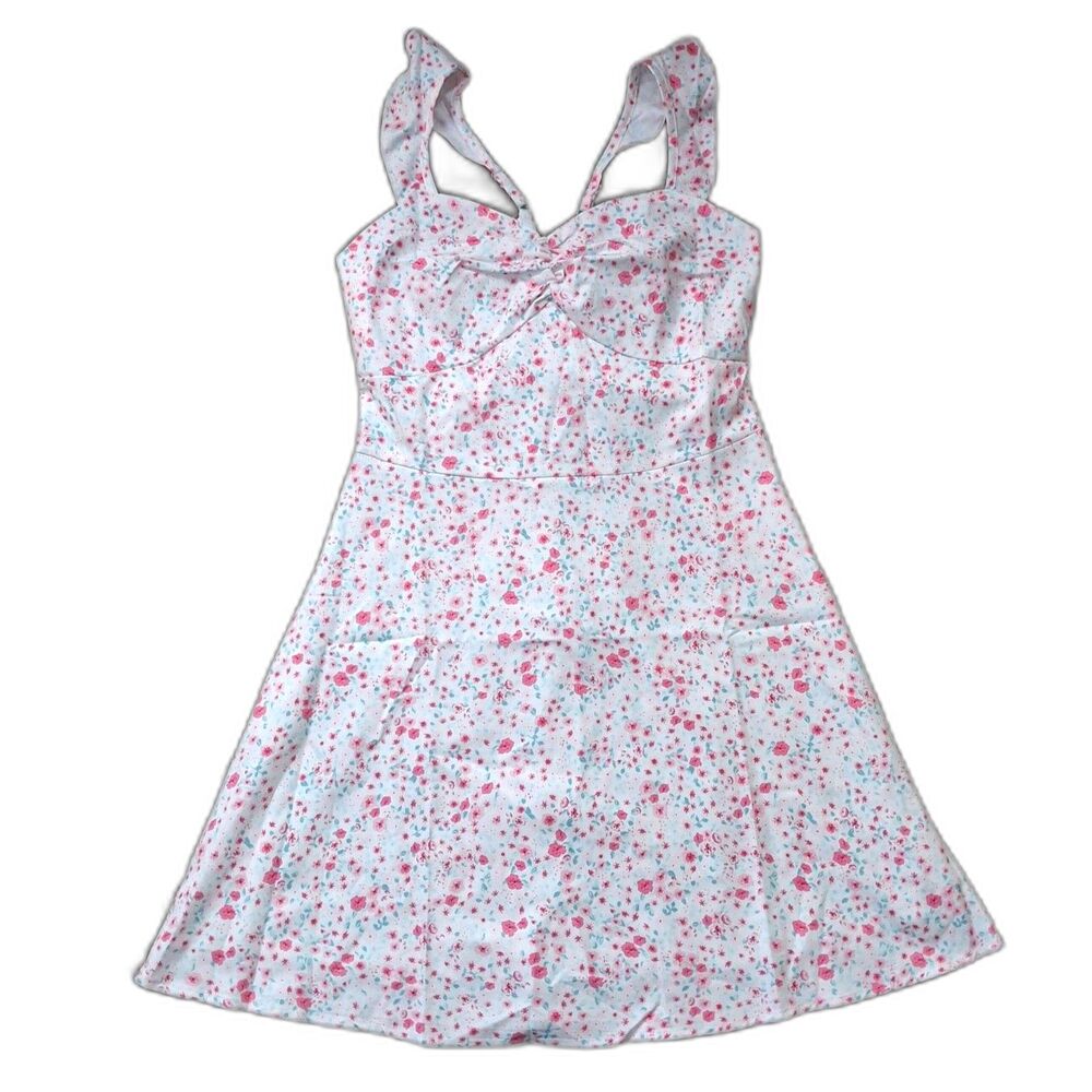 Landon Style Pink Floral Lace Up Mini Dress Size Small Fairycore Coquette
